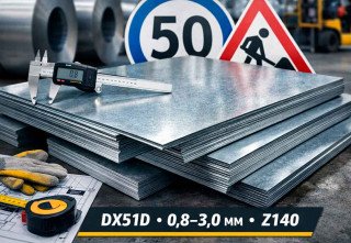 Оцинкованный металл для дорожных знаков: DX51D 0,8–3,0 мм, Z140, резка под размер