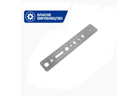Анкерна пластина з фасками і ребрами жорсткості 24×142×1 мм, універсальна для ПВХ-вікон