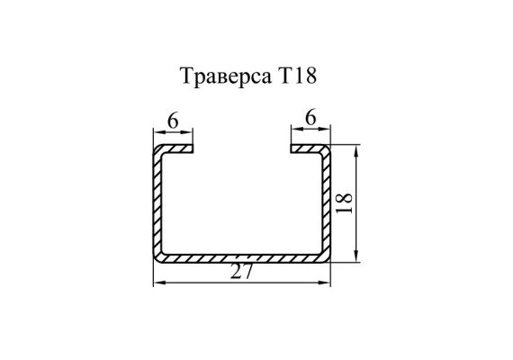 Траверса монтажна Т18 27×18×1 мм 2 м оцинкована